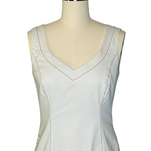 Agnona Cream Contrast Stitch Sleeveless Sheath Dress| Size 6 - Picture 2 of 12